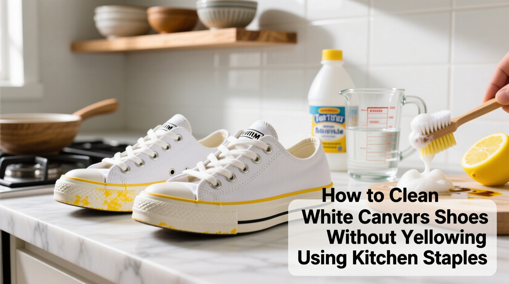 how to clean white canvas shoes without yellowing using kitchen staples