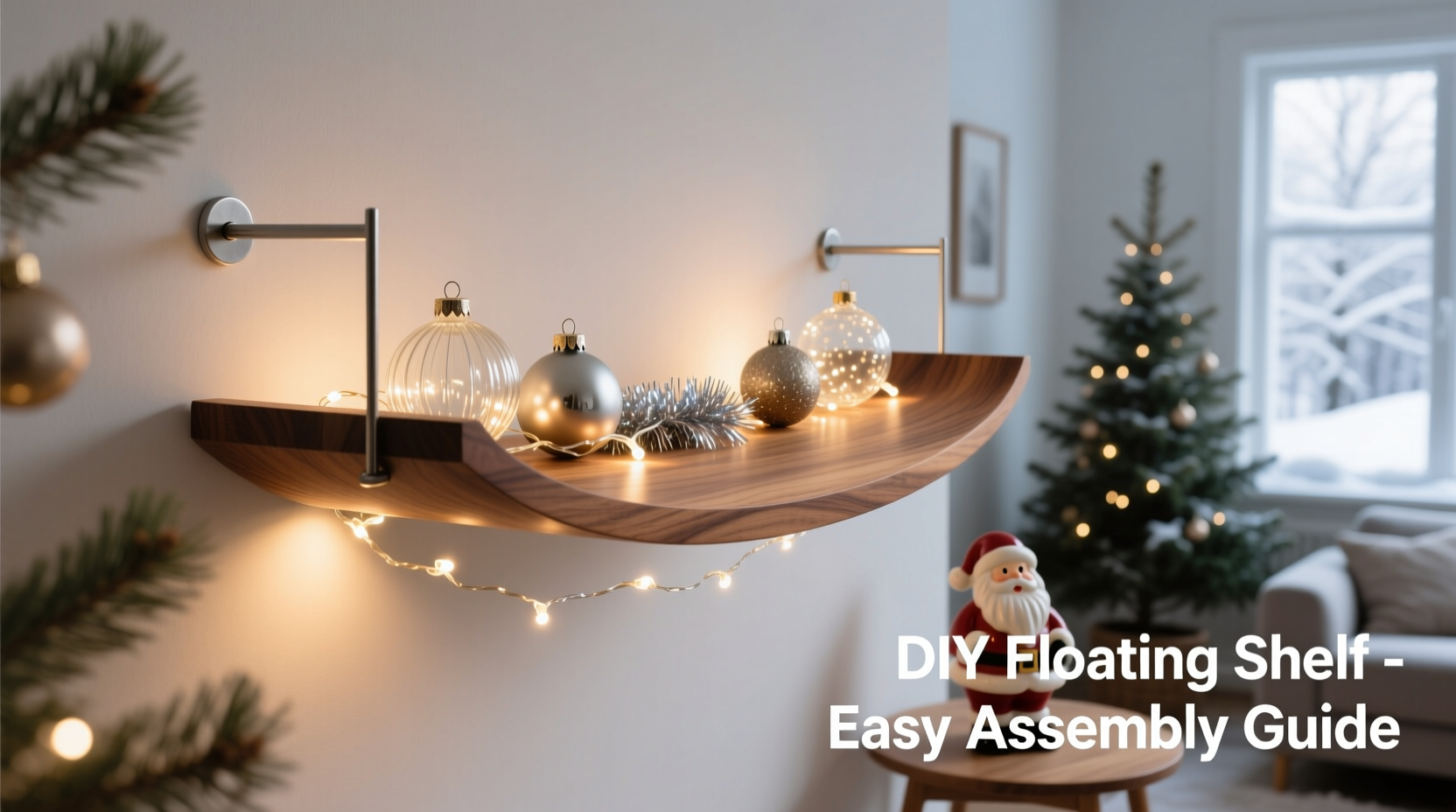 how to build a floating christmas shelf for displaying small ornaments and lights