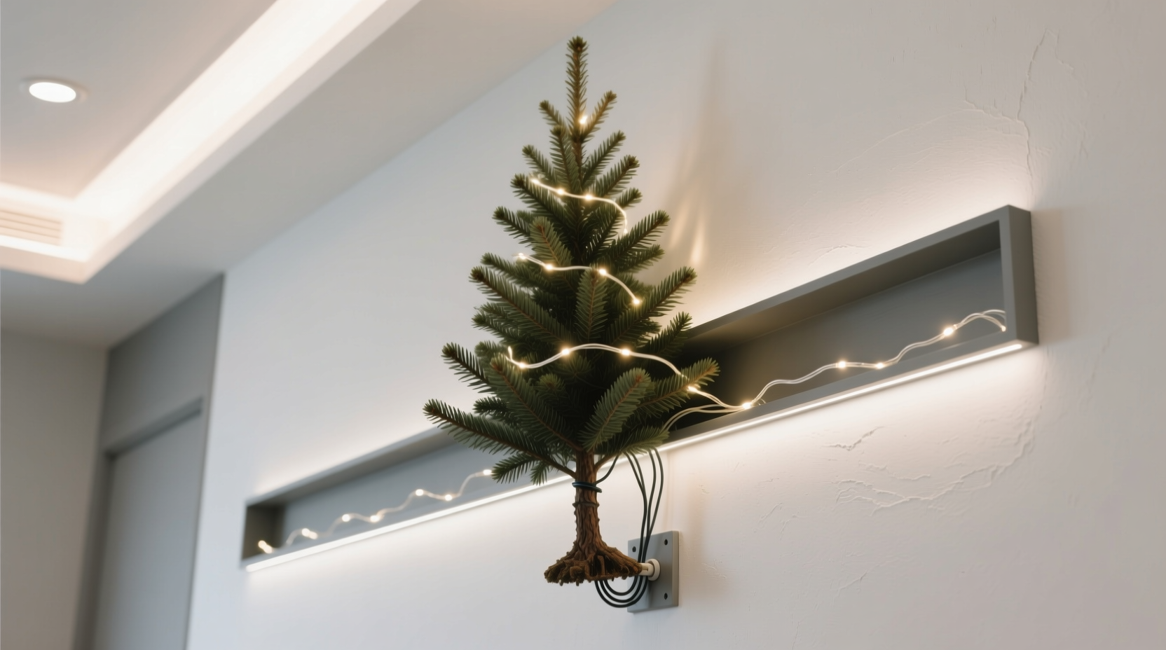 how to hide wires when mounting a wall mounted christmas tree