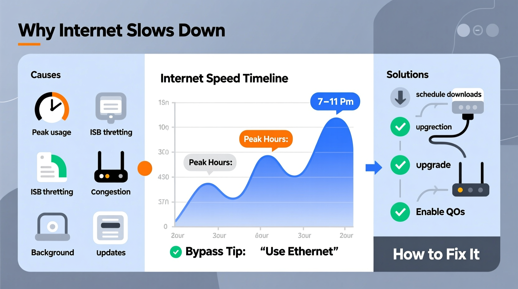 why does my internet slow down at certain times and how to bypass it
