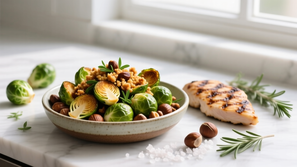 Air Fryer Roasted Brussels Sprouts with Chestnut Crumble:...