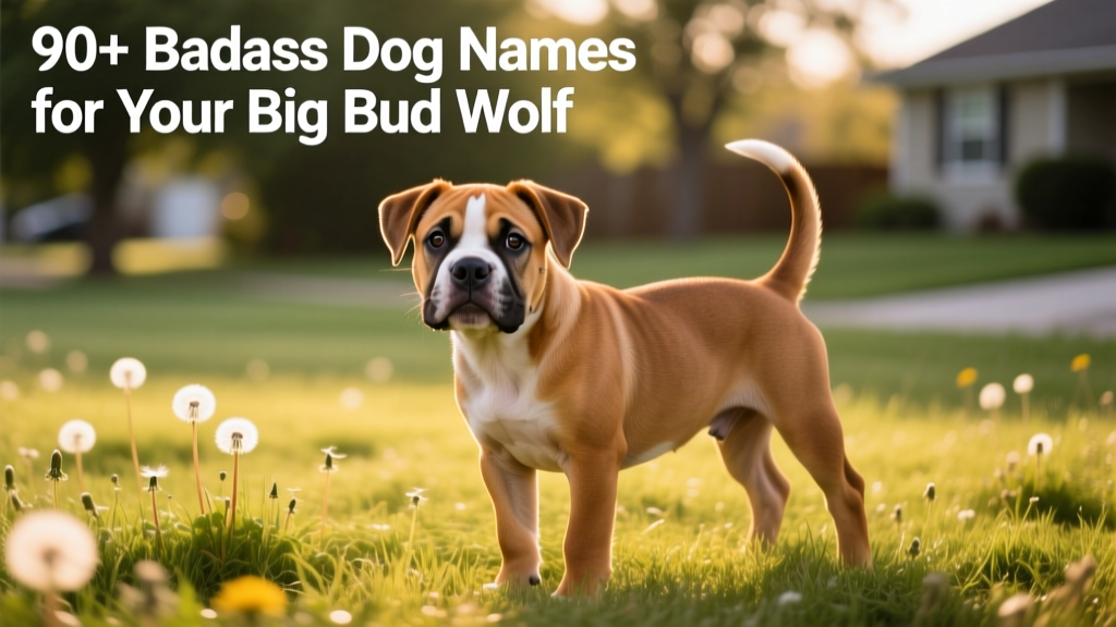 A spirited American Bulldog puppy standing proudly on grass.
