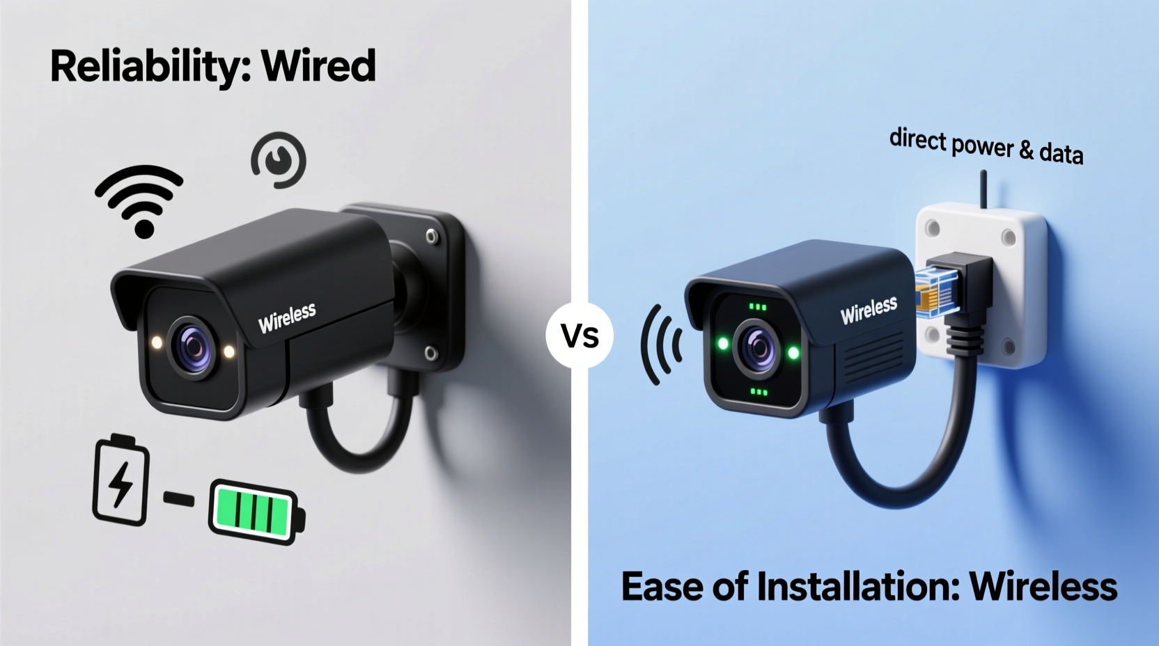 wireless security camera vs wired which offers better reliability and ease