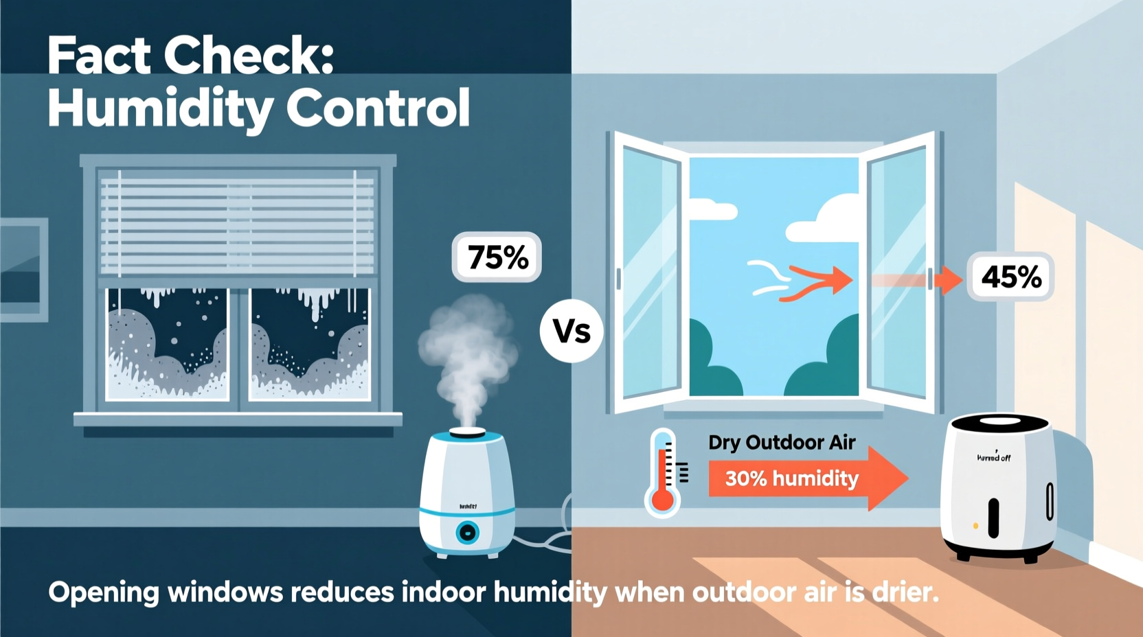 does opening windows reduce humidity or make it worse