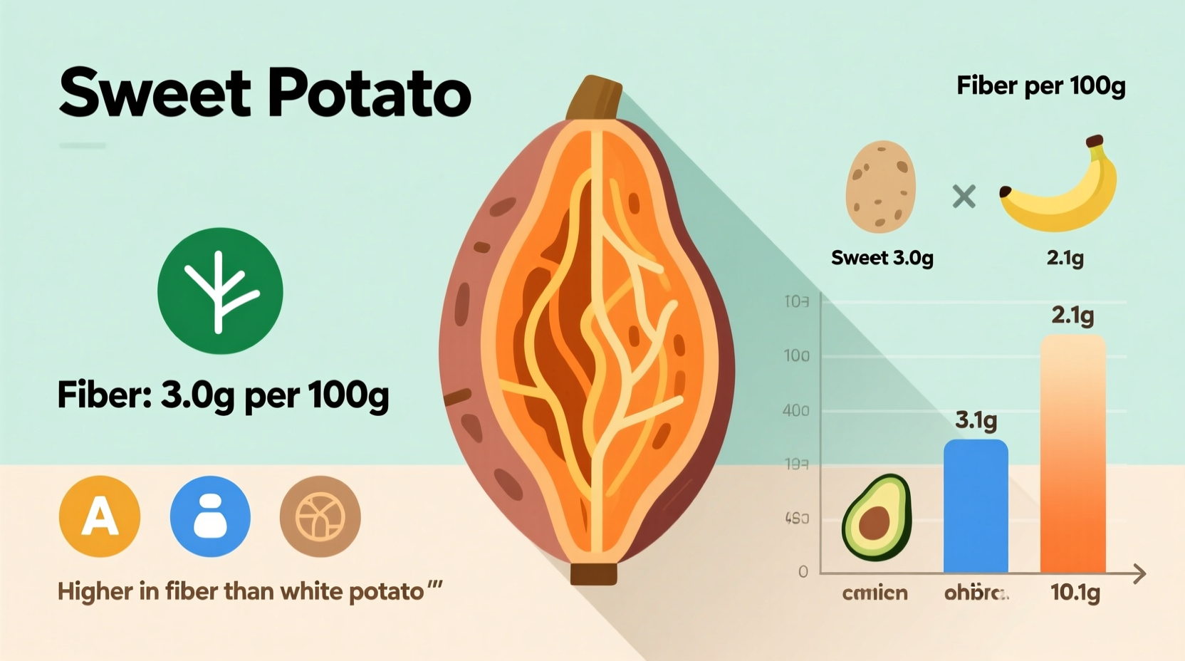 Sweet potato nutrition facts and fiber content comparison