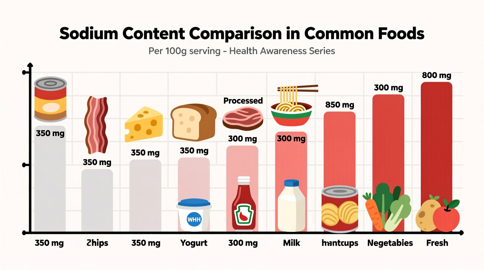 Sodium content comparison in common food items