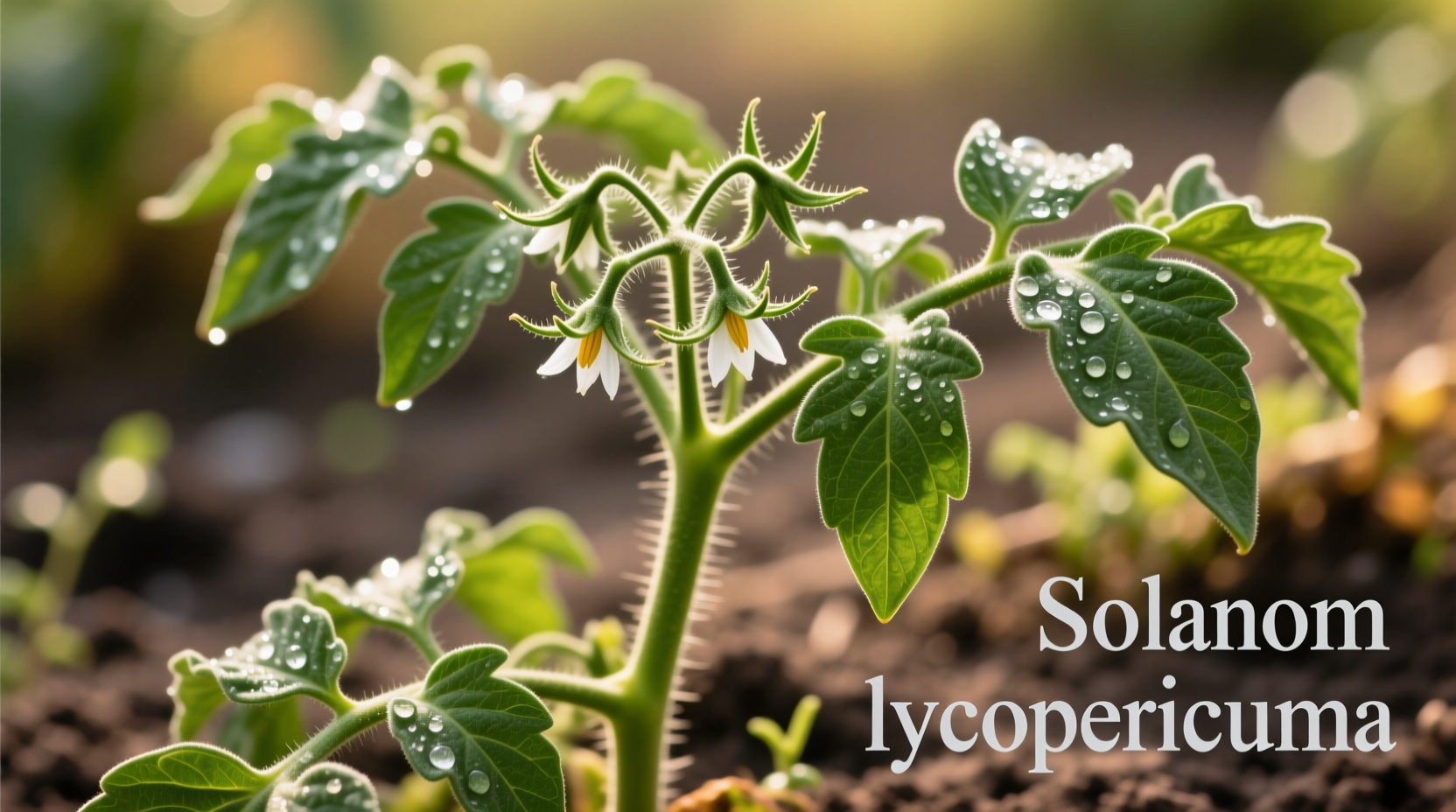 Close-up of tomato plant with scientific name