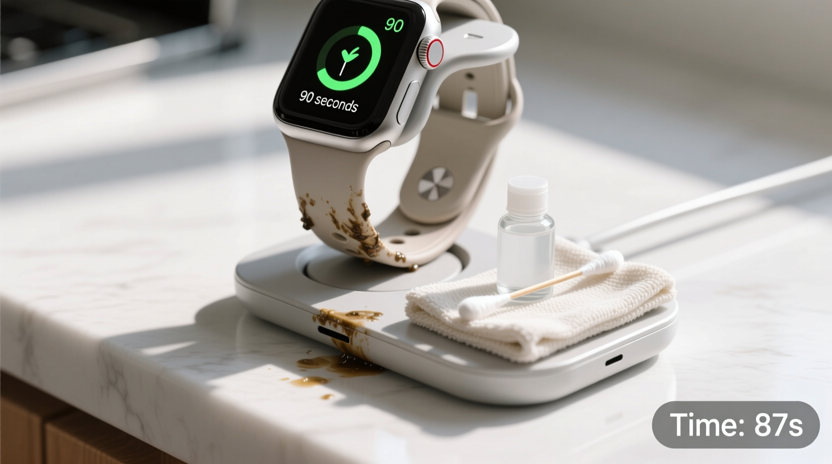 how to clean smartwatch charging dock rubber feet