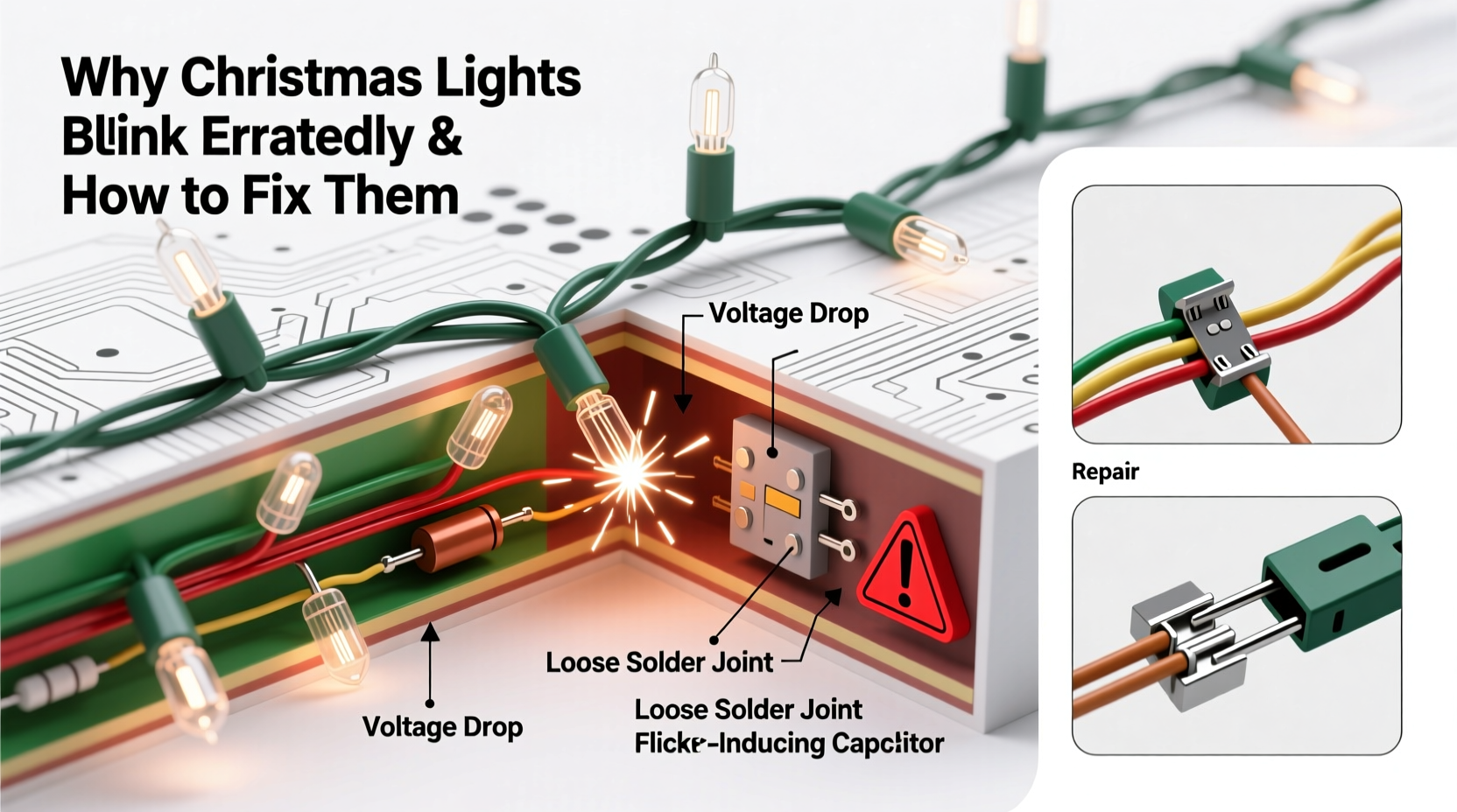 why are some christmas lights blinking erratically and how to fix them