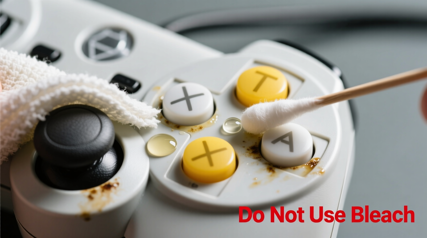 how to clean yellowed white controller buttons without damaging plastic