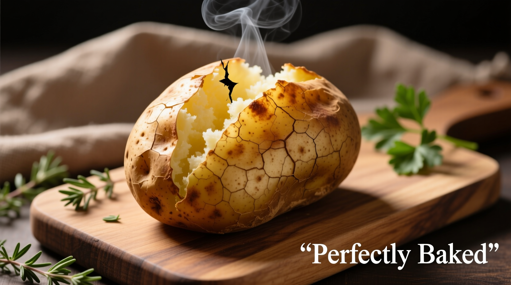 Perfectly baked jacket potato with crispy skin