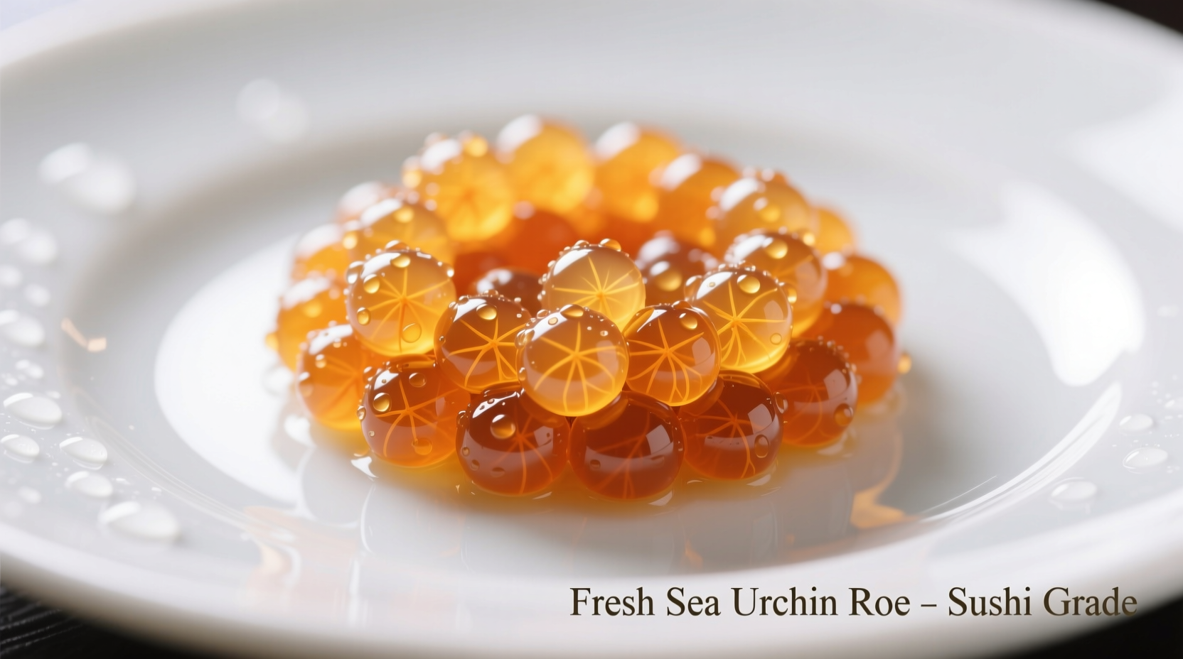 Fresh sea urchin roe on a white plate