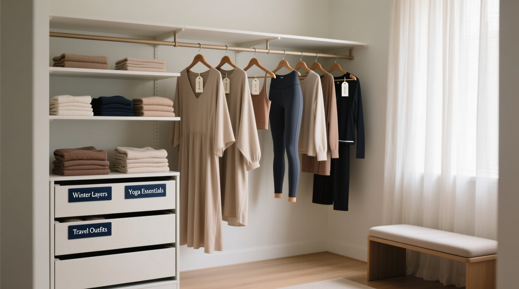 closet organization for modest fashion athleisure