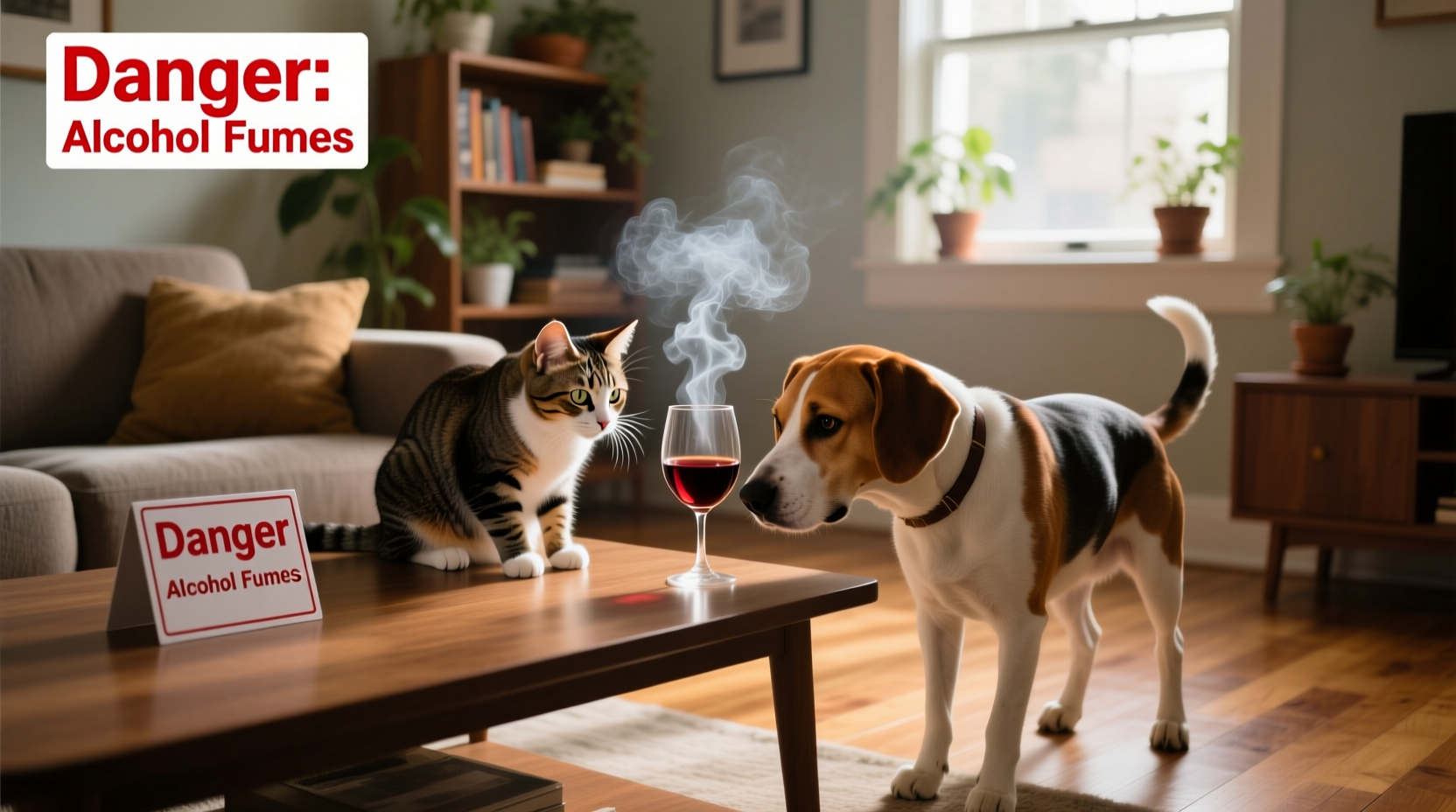 can pets be around alcohol fumes or is it dangerous indoors