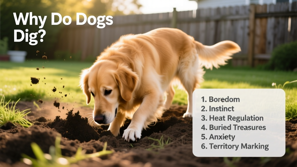 dog digging in the backyard
