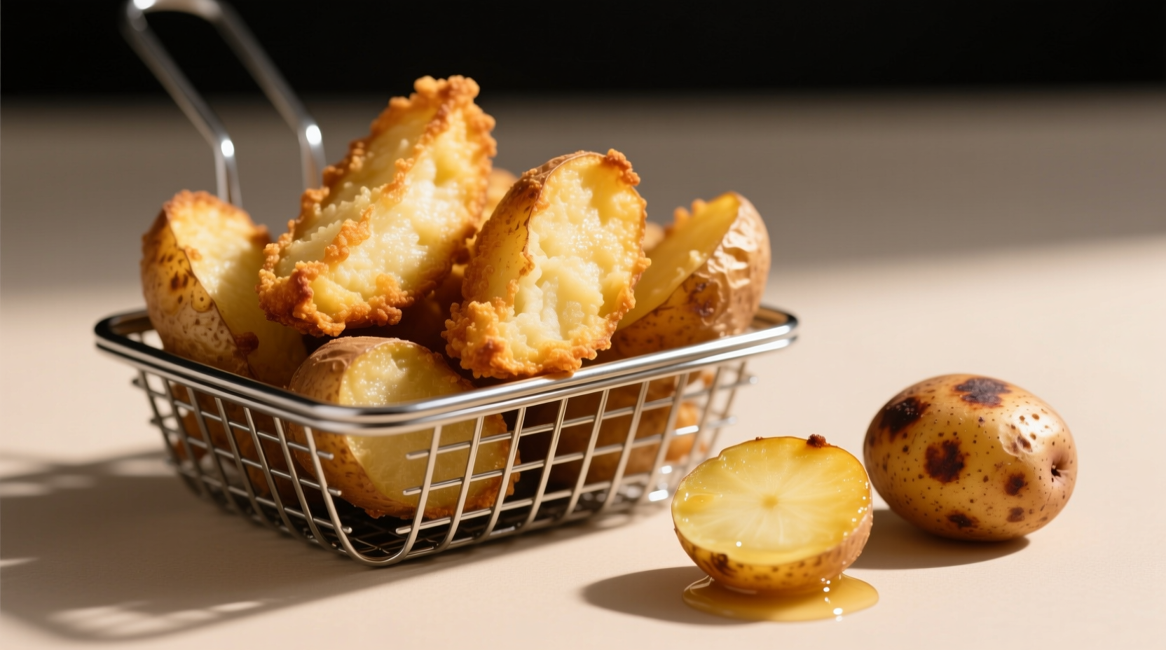 Comparison: soaked vs unsoaked potatoes demonstrating 30% less browning after 15 minutes at 400°F
