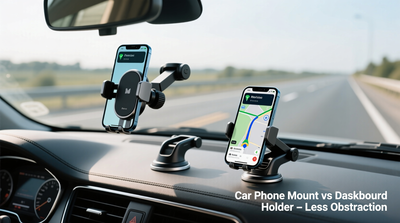 car phone mount vs dashboard holder which obstructs view less