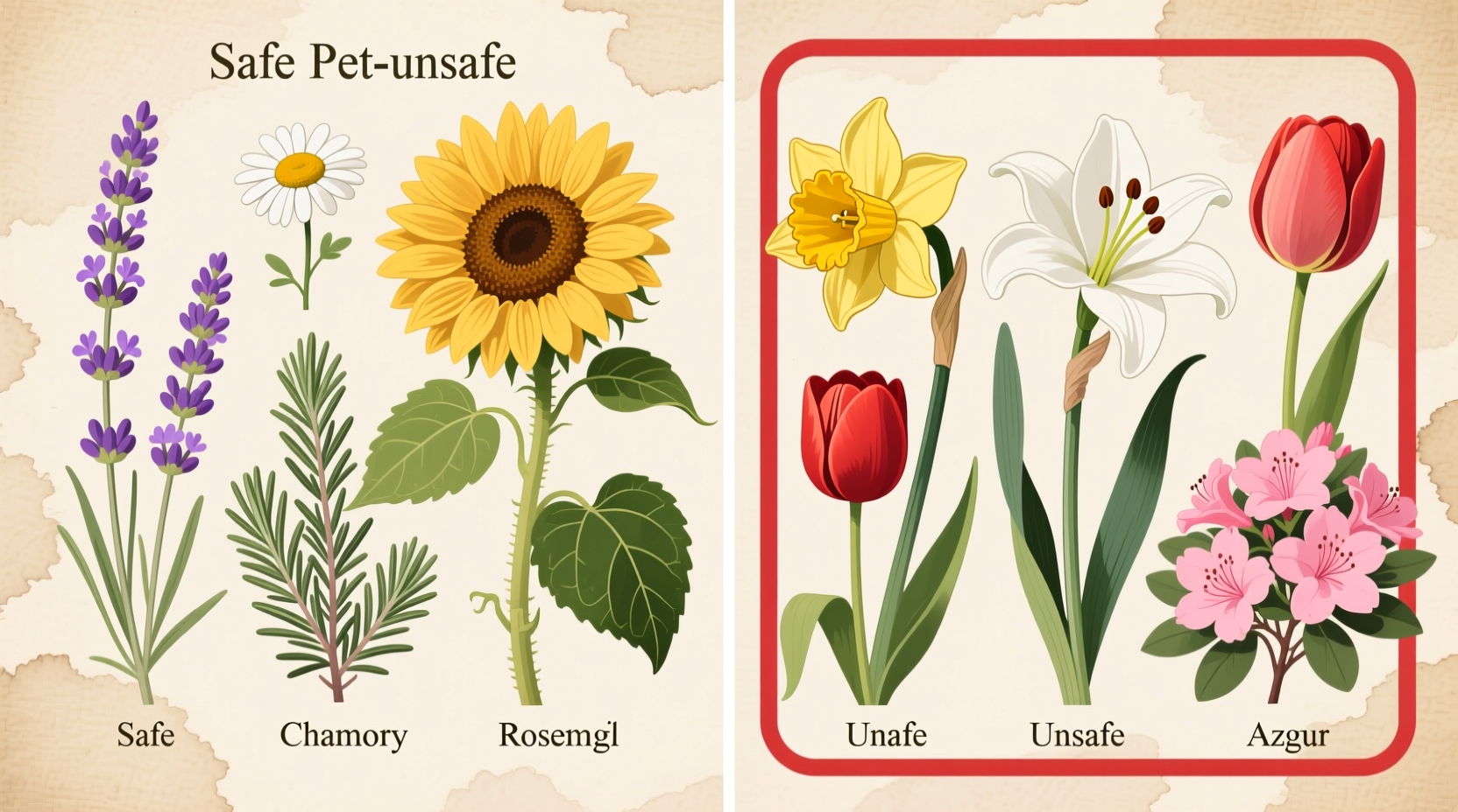 which flowers are safe and unsafe for pets