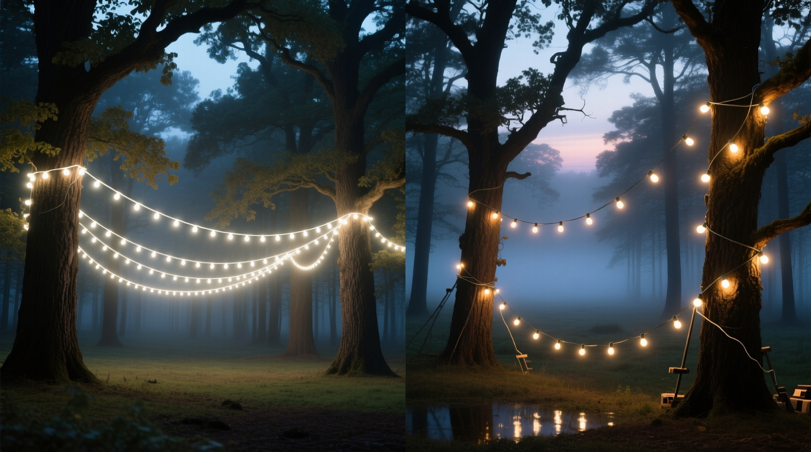 net lights vs individual string placement which covers trees faster