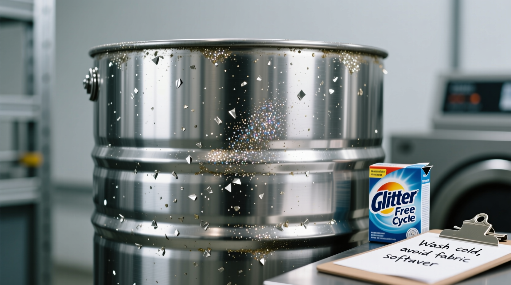 how to remove glitter residue from washing machine drum