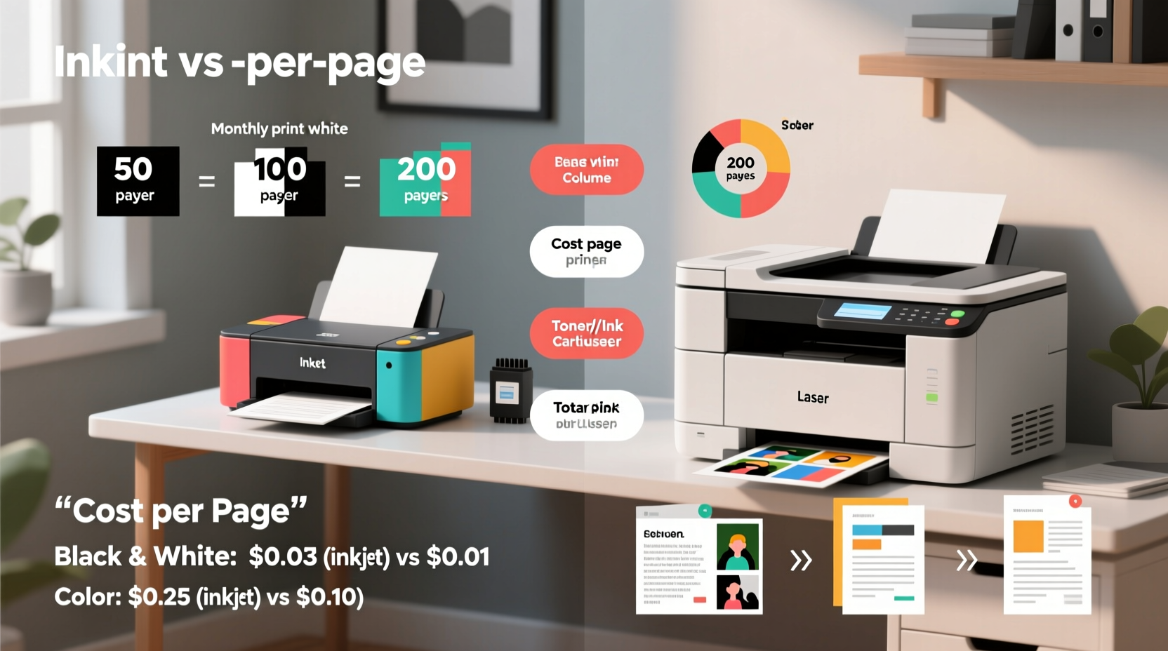 inkjet vs laser printer for home use cost per page analysis