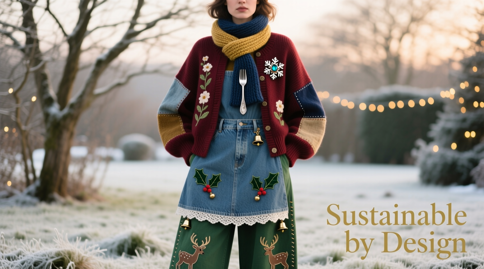 how to create a slow fashion christmas outfit using upcycled thrifted pieces