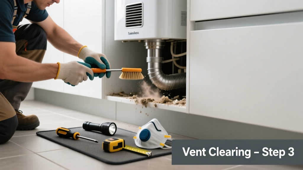 Fixing a Blocked Tankless Water Heater Vent in Kitchen