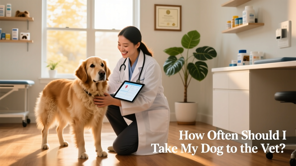 An adult dog being examined by a veterinarian.