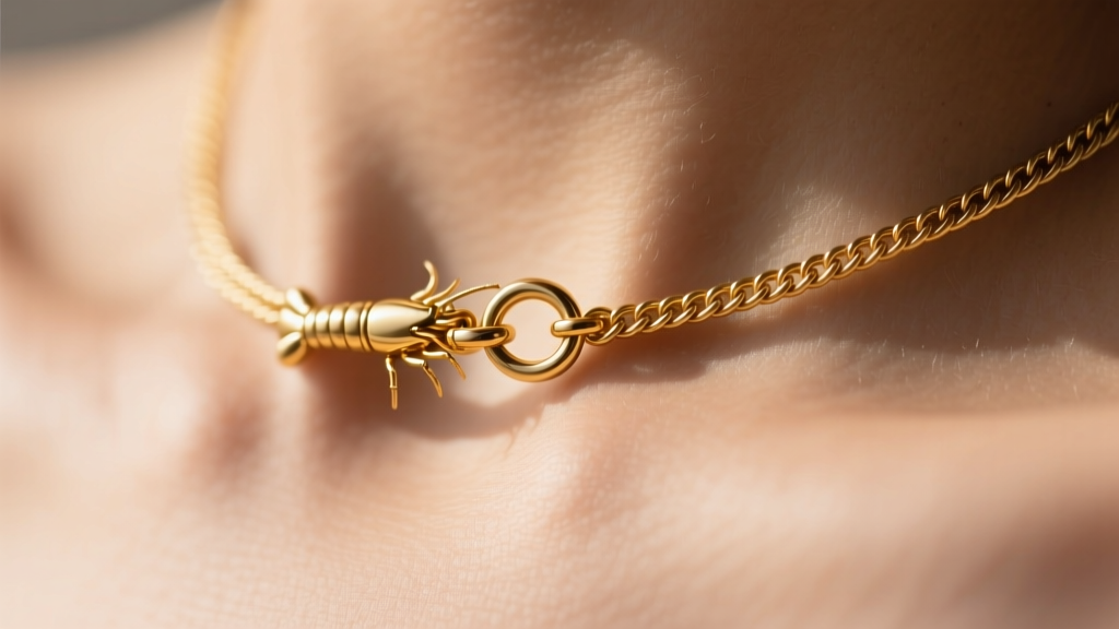 Close-up of a 1mm gold cable chain clasp on a collarbone, highlighting the small lobster clasp and jump ring connection