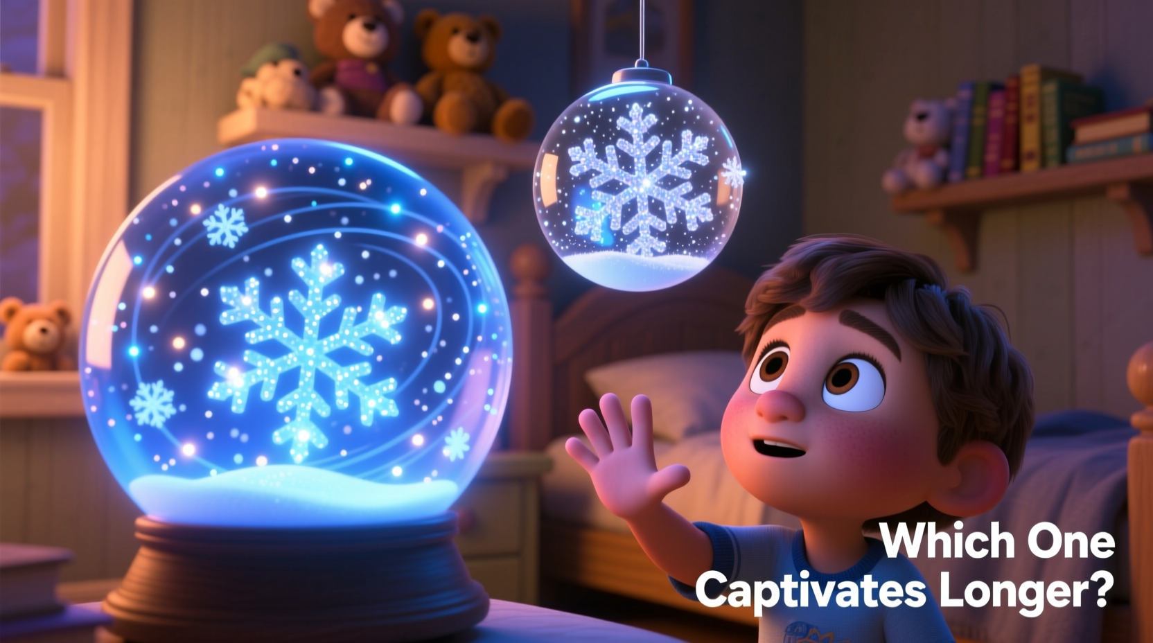 animated led snow globes vs static glitter globes which mesmerizes kids longer