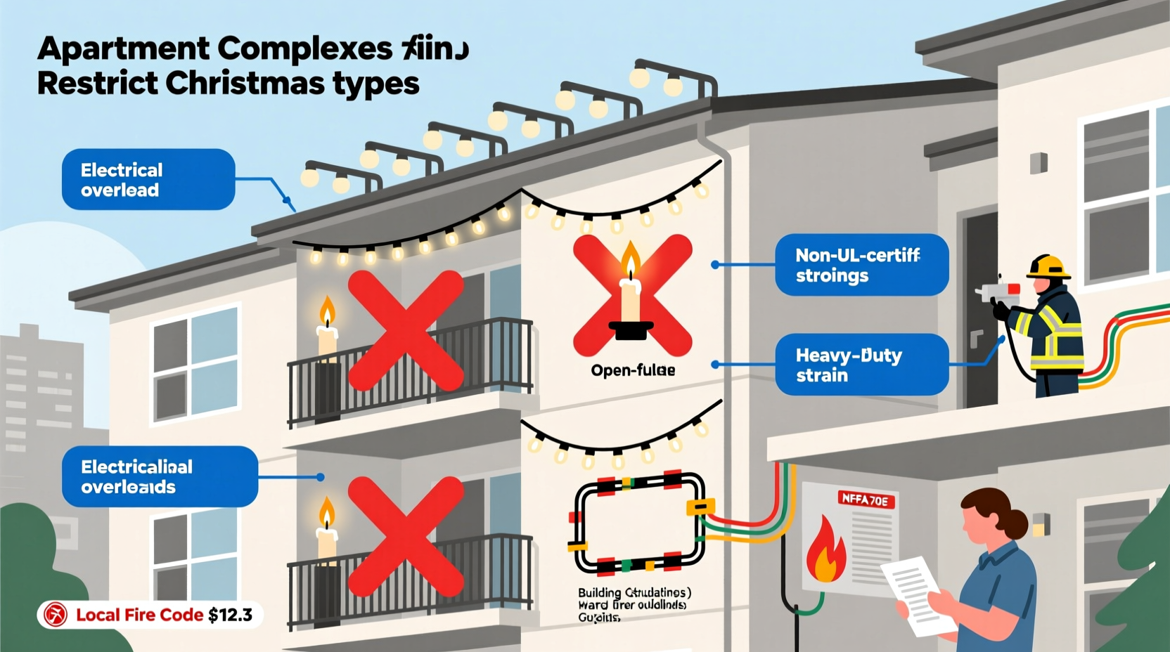 why do apartment complexes restrict certain types of christmas lights safety codes