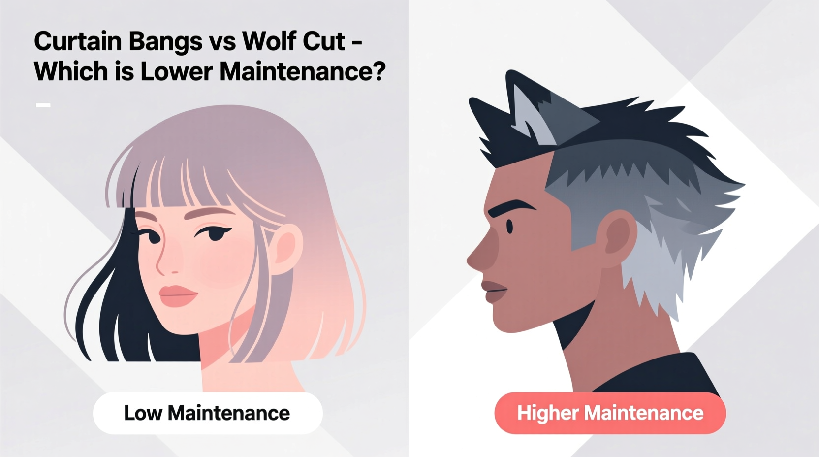 curtain bangs vs wolf cut which hairstyle is lower maintenance