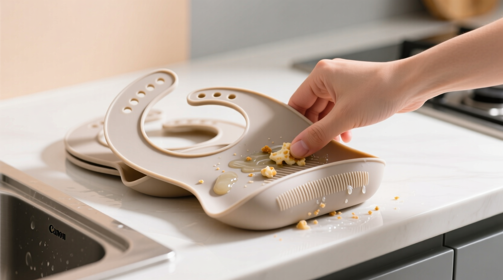 how to clean textured silicone baby bibs