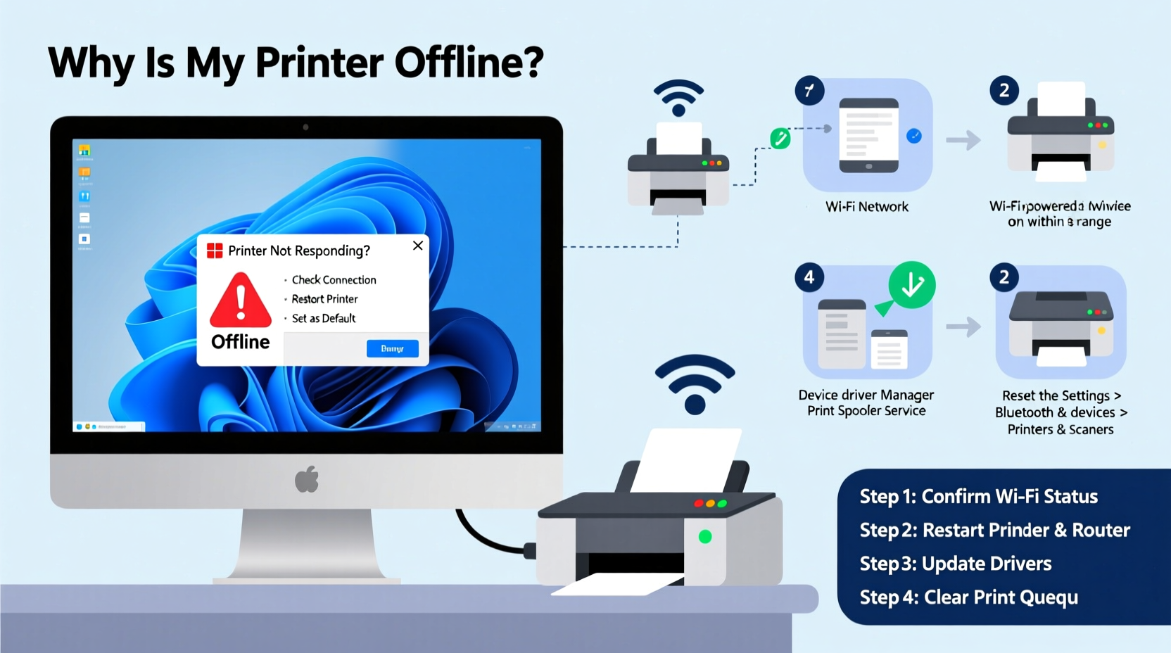 why is my printer offline when connected to wifi windows 11