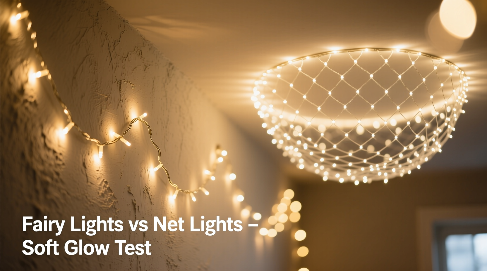 fairy lights vs net lights for creating soft glow on walls and ceilings