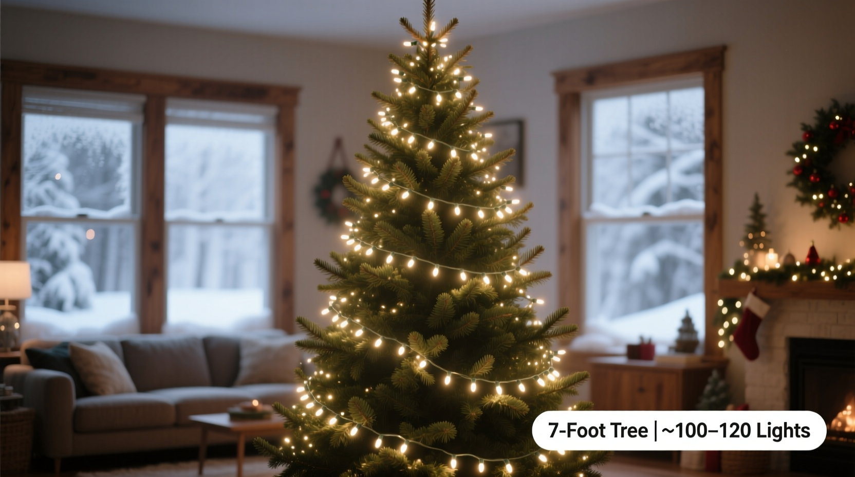 how many christmas lights on a 7 foot tree