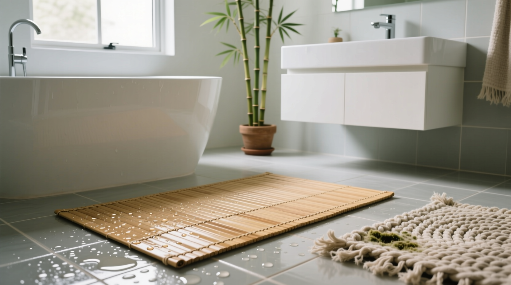 bamboo vs organic cotton bath mats mildew resistance compared