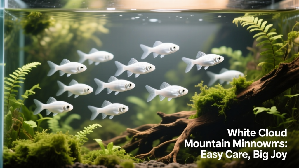 A school of white cloud mountain minnows swimming together in a well-planted freshwater aquarium