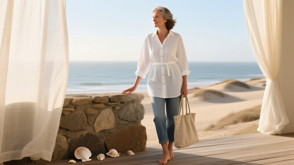 Coastal Grandmother White Button Down Guide
