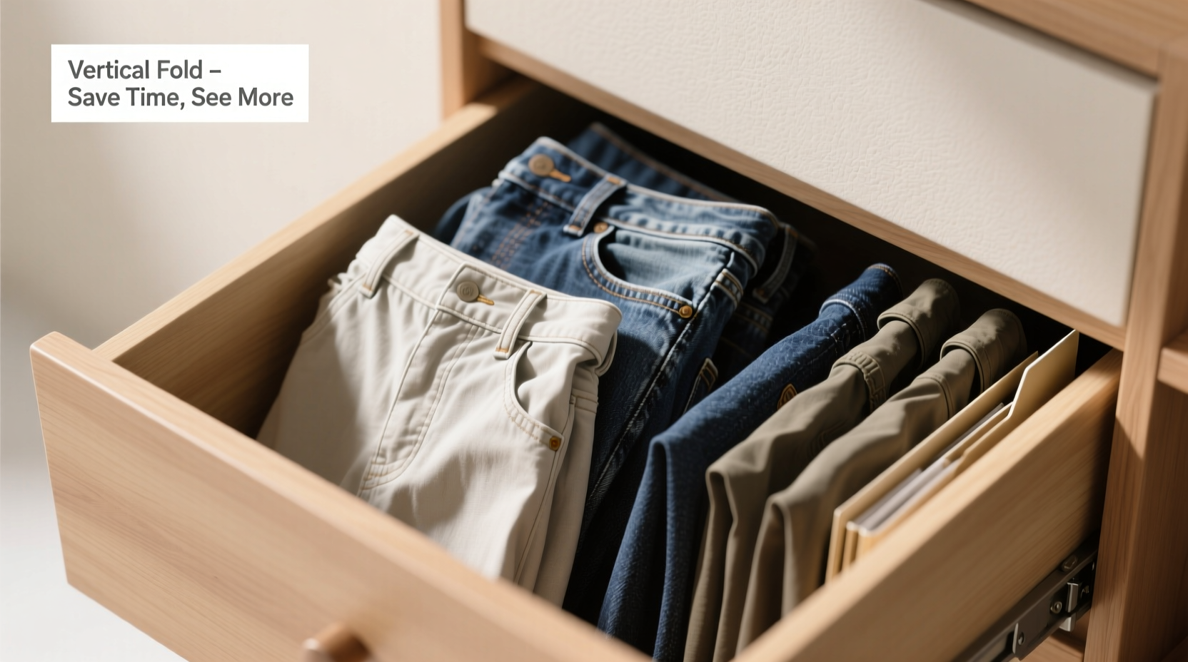 closet organization tips vertical folding pants