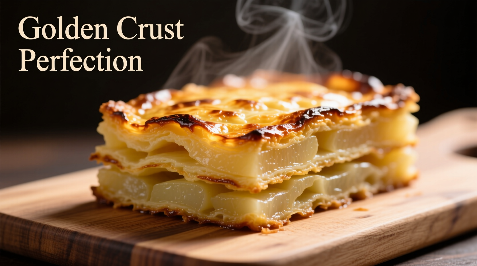 Perfectly layered potato pavé with golden crust