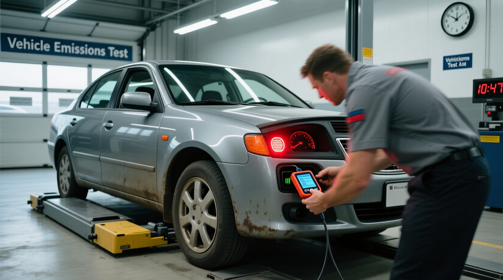 can a car pass inspection with check engine light on