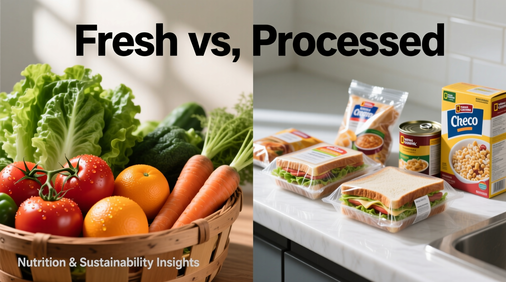Fresh produce versus packaged processed foods comparison