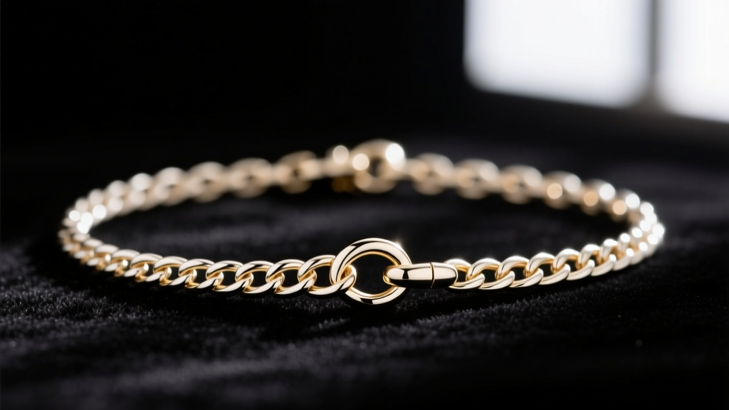 Macro shot of a 2mm 18k white gold cable chain necklace showing the lobster claw clasp, resting on a dark velvet jeweler