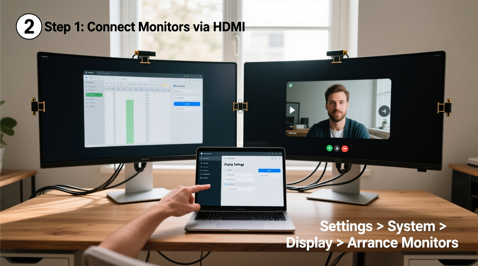 step by step guide to setting up dual monitors with your laptop at home