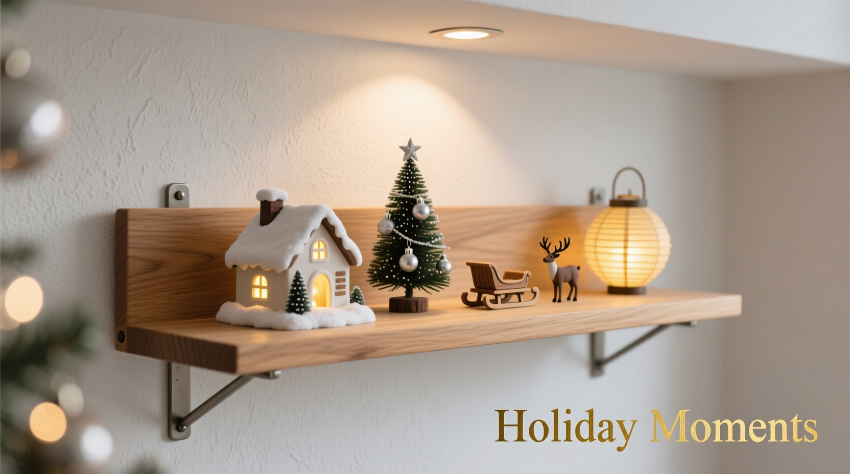 how to build a floating shelf display for small christmas village decorations