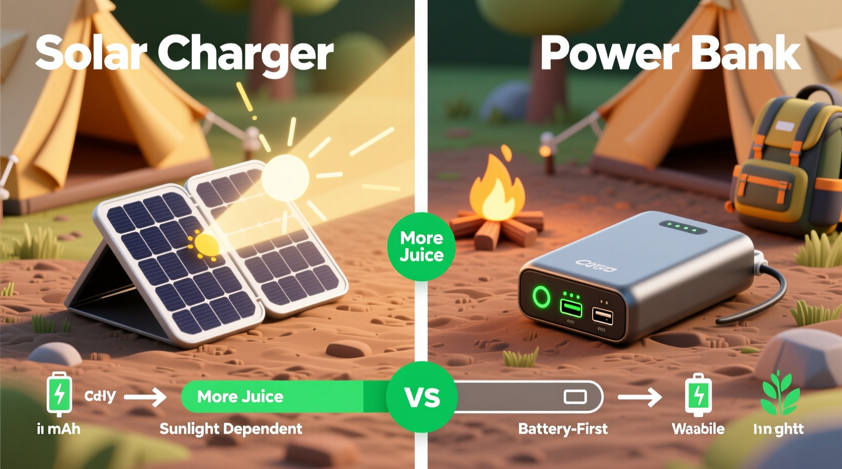 solar powered chargers vs power banks for camping which delivers more juice
