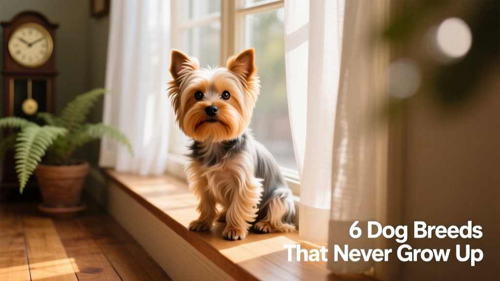 A fluffy Yorkshire Terrier sitting on a sunlit windowsill, looking alert and sweet