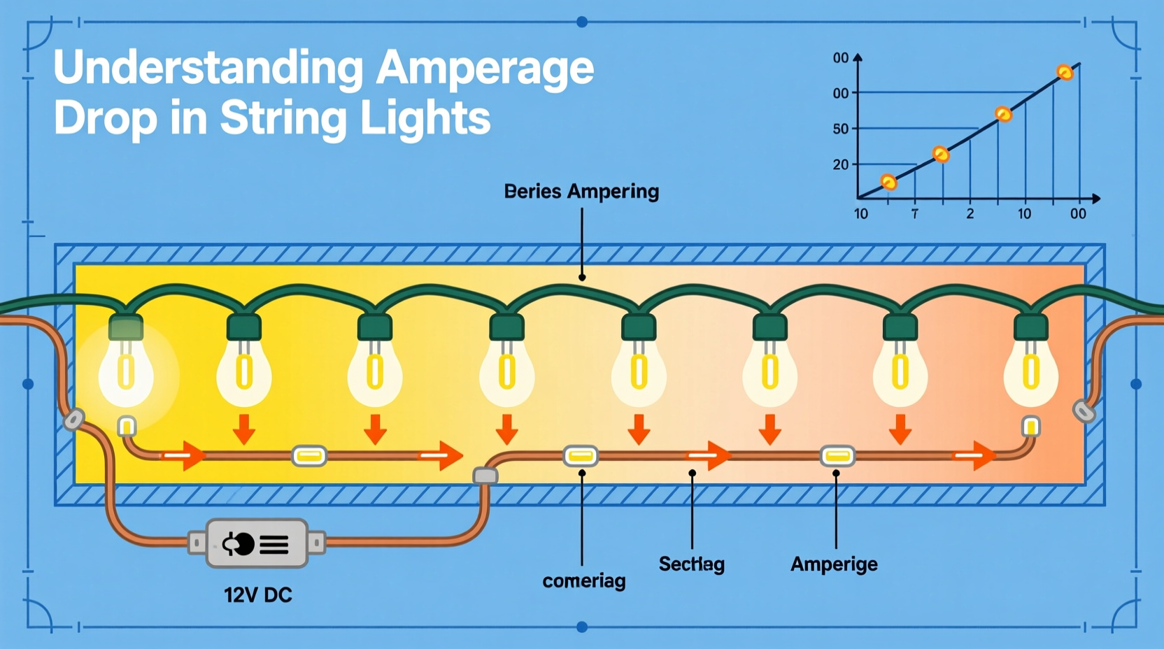 why do string lights dim at the end of the strand understanding amperage