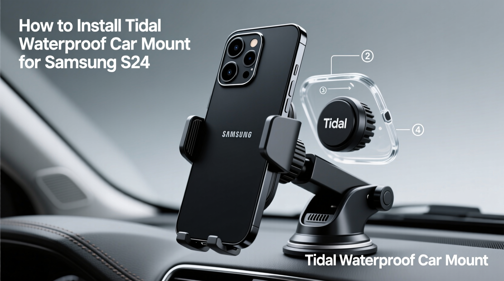 how to install tidal waterproof car samsung s24 phone case
